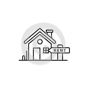 House for rent icon logo vector illustration concept. Real estate for rent, house for sale sign, vector line icon