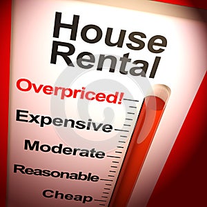 House rental overpriced means pricey or costly leases - 3d illustration