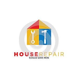 House Repair or Home Renovation Icon Vector Logo Template Illustration Design