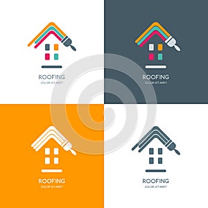 House repair, roofing logo, label, emblem design.