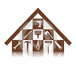 Set of icons on the theme of building tools for repair or alteration your house