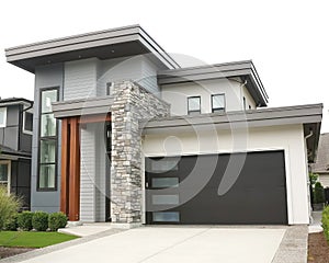 House Residence Exterior Home Modern Gray Siding