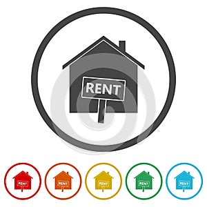 House or residential building for rent ring icon