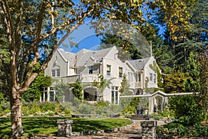 House in a residential neighborhood in Oakland, San Francisco bay on a sunny day, California