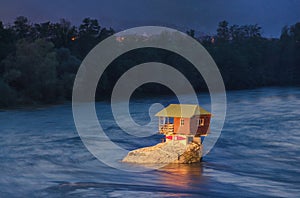 House in river Drina near Bajina Basta, Western Serbia photo