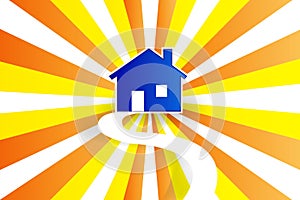 House road and sun background logo vector