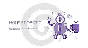 House Robotic Smart Home Technology Template Web Banner With Copy Space