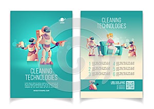 House robots technologies cartoon vector ad flyer