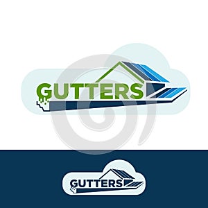 house roof gutter logo design. home exterior pipe installation vector template illustrations