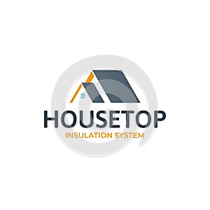 House roof logotype.Minimalistic logo for building or industrial company. Isolated vector illustration