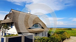 House with Roof ree or thatch on the beach