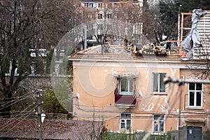 House roof repair. Creating a wooden roof