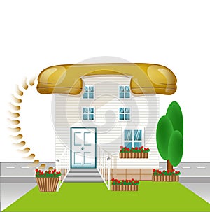 House with roof telephon, connect conception,connect-house icon