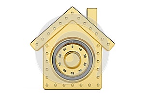 House safe. Combination safe box in shape of home, 3D rendering