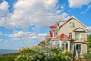 House in Saint Jean Port Joli beside the Saint Lawrence seaway