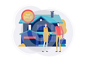 House for sale - colorful flat design style illustration