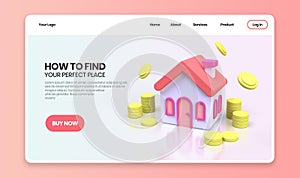 House for sale real estate concept illustration Landing page template for business idea concept background