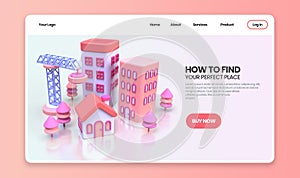House for sale real estate concept illustration Landing page template for business idea concept background