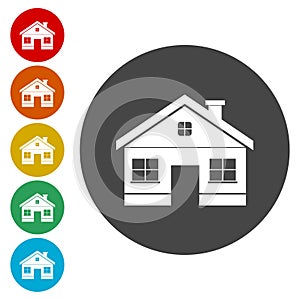 House for sale vector icon, circle flat design internet button