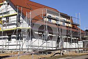 House scaffolding construction. home builduing