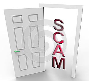 House Scam Door Depicts Home Buying Deception Or Fraud - 3d Illustration