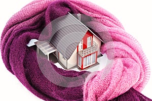 House with a scarf. photo icon insulation photo
