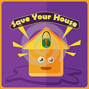 house security doodle vector icon with kawaii style