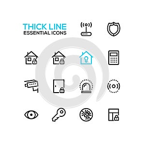 House Security - Thick Single Line Icons Set