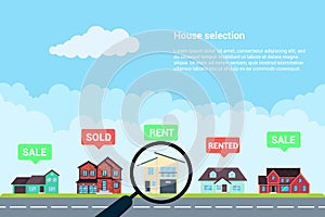 House selection infographic flat style design vector illustration.