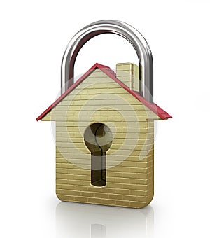 House in the shape of a gold padlock.