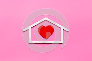 House shape with heart. Love family concept
