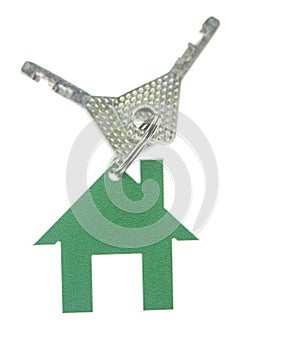 House shaped key chain isolated on white background