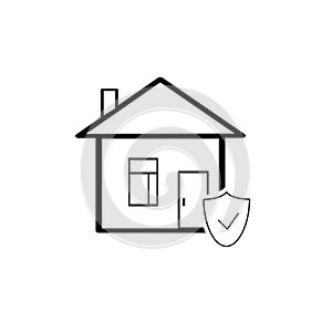 house and shield icon, real estate protection concept, housing, logo, web icon
