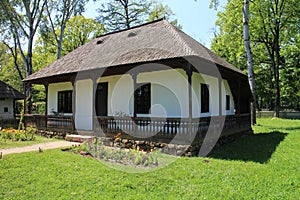 House with shingle roof in Dimitrie Gusti National Village Museum in Bucharest