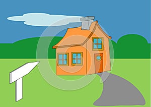 House and Sign Toon