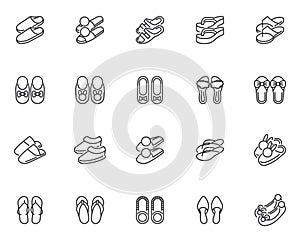 House slippers line icons set