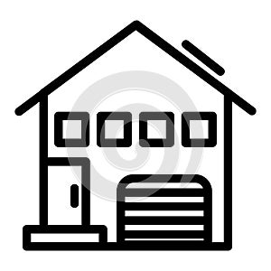 House with small windows line icon. Cottage with gable roof vector illustration isolated on white. Home outline style