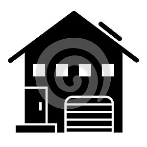 House with small windows solid icon. Cottage with gable roof vector illustration isolated on white. Home glyph style