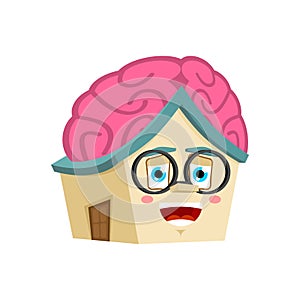 House Smart isolated. Brain in Home Cartoon Style. Building brainy Vector photo