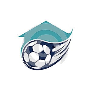 House Soccer logo design vector illustration, Creative Football logo design concept template, symbols icons