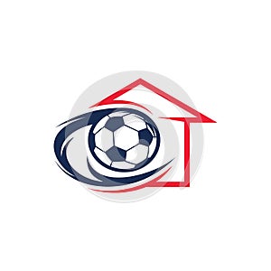 House Soccer logo design vector illustration, Creative Football logo design concept template, symbols icons