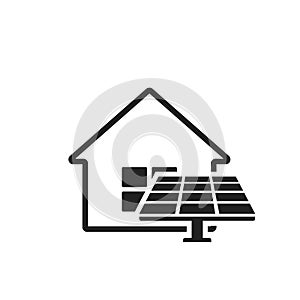 House solar panel icon. electricity home solution. sustainable, renewable and alternative energy symbol