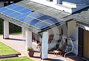 House with solar panels photo