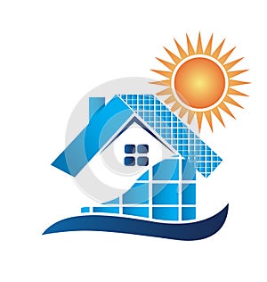 House with solar panels logo photo