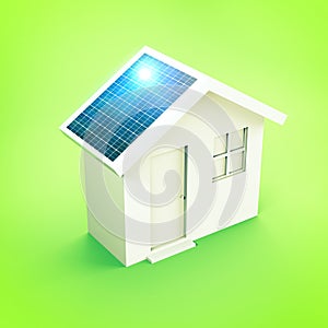 House with solar panels, real estate market, incentives to purchase properties with energy class A +