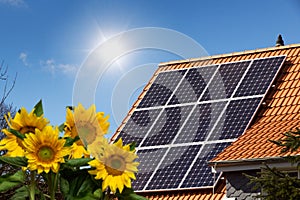 House with solar panels on the roof