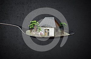 House in spoon real estate business concept photo