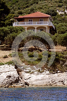 House standing on the seashore, Blue caves on Zakynthos island