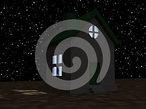 House and starry night sky