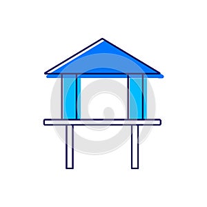 House on stilts outline icon. Maldives architecture. Tropical resort. Isolated vector stock illustration